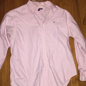 Ralph Lauren pink and white stripe button down